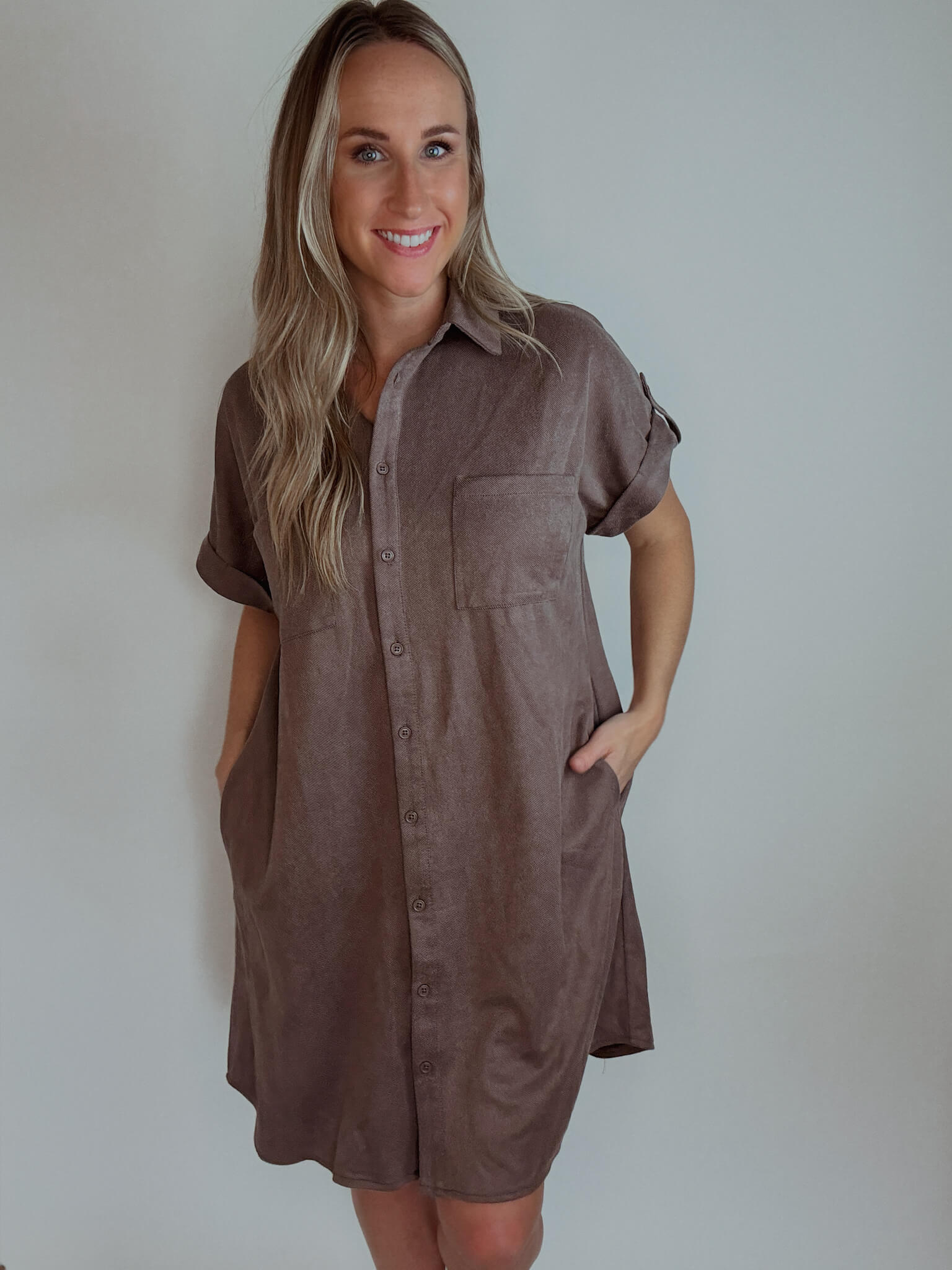 brown suede dress outfit Cider & Spice Shirt Mini with Pockets 1XL / Mocha ECOM_matchingsets night dressing Dadada 2025 Black Friday Size:L+