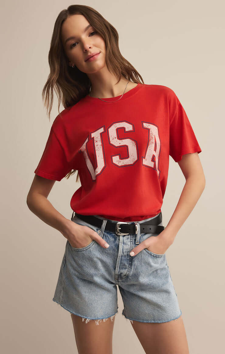 Z SUPPLY: USA Boyfriend Tee - Cabana Red – Zen + Zeus Clothing Co.