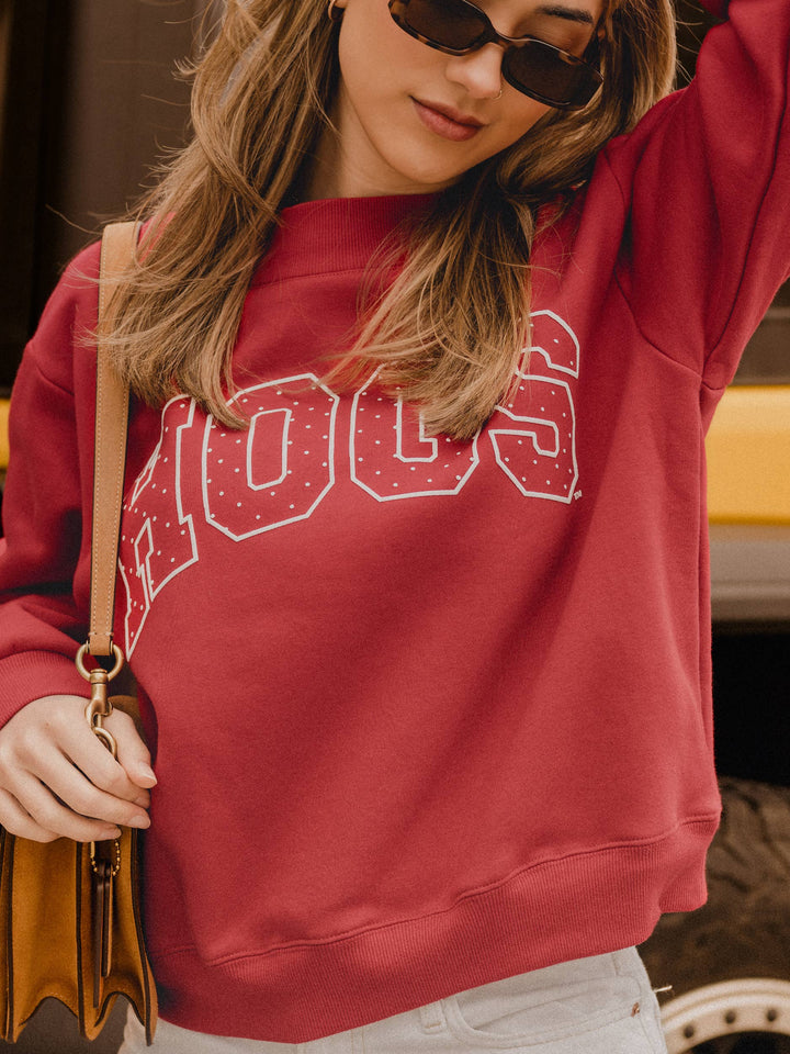 Arkansas Razorbacks Polka Dot Puff Wknd Mock Neck Sweatshirt