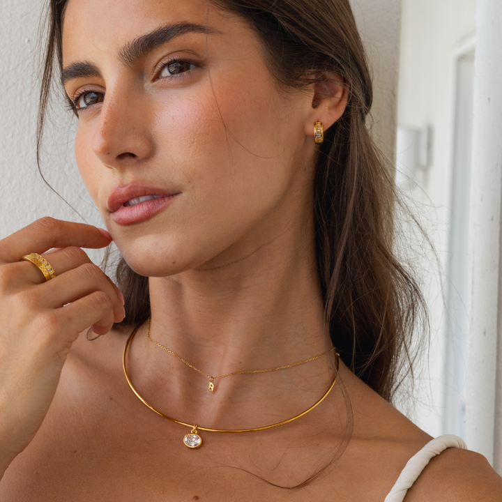 18K Gold Baguette Huggie Earrings