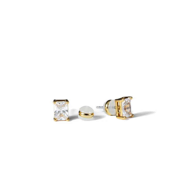 18K Gold Baguette Stud Earrings