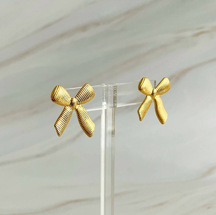 Cabled Bow Stud Earrings