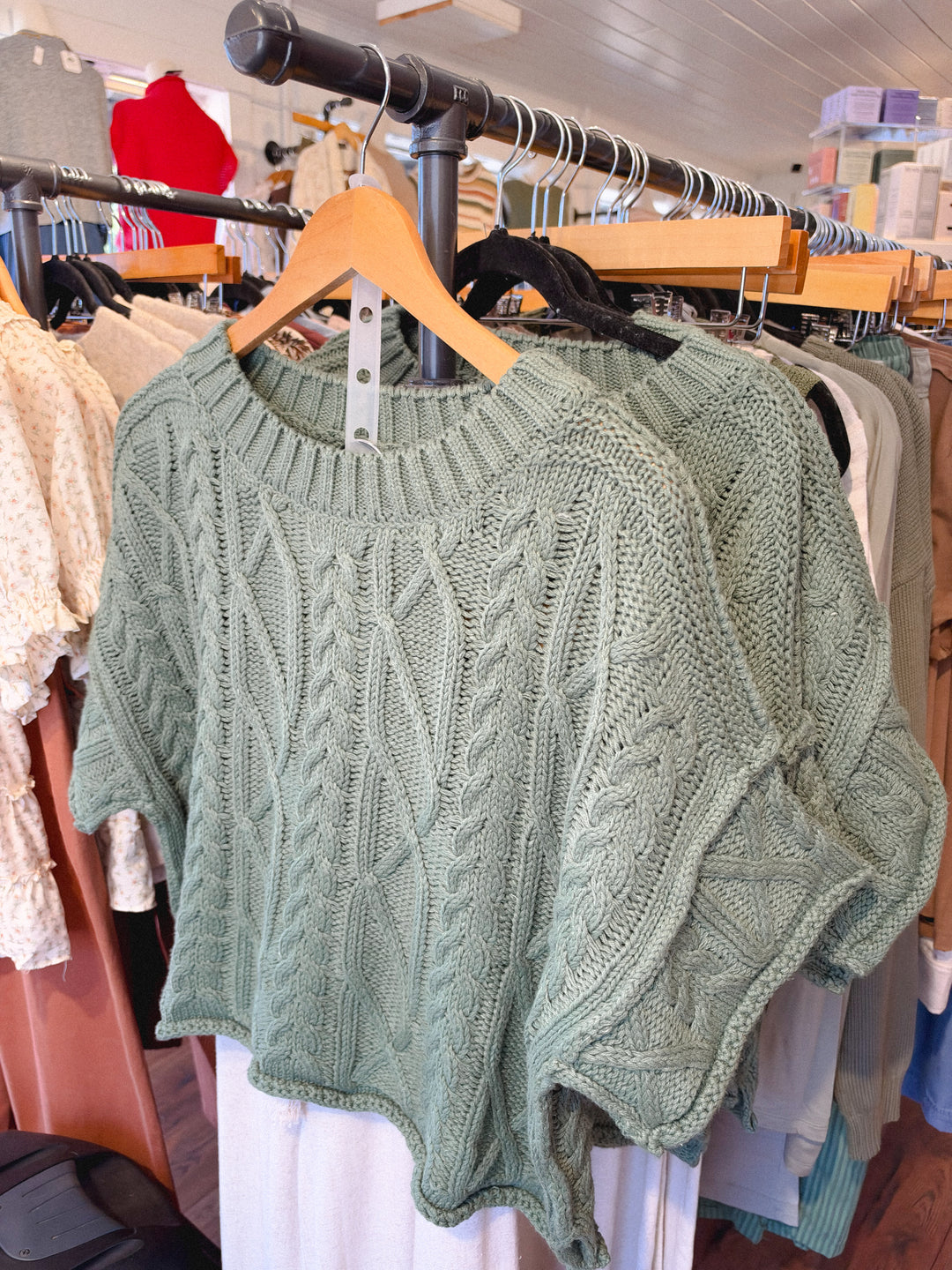 Short Sleeve Crop Sweater Top