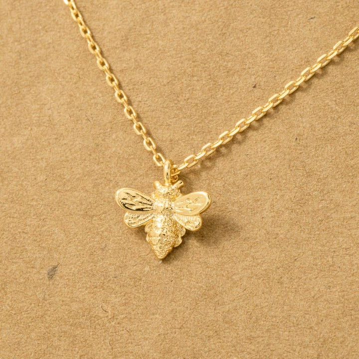 Gold Dipped Mini Bee Pendant Necklace
