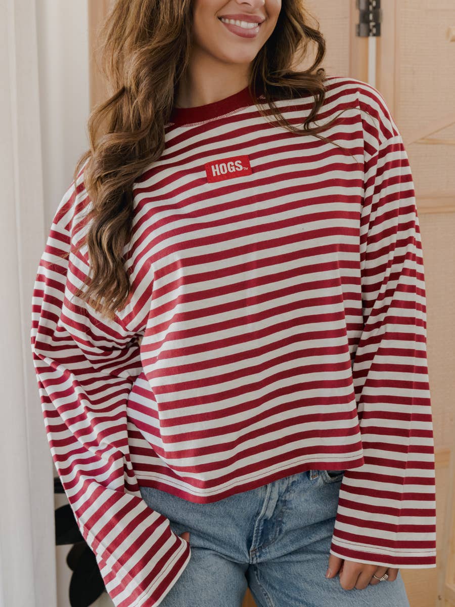 Arkansas Razorbacks Block Stitch Stripe Long Sleeve Tee