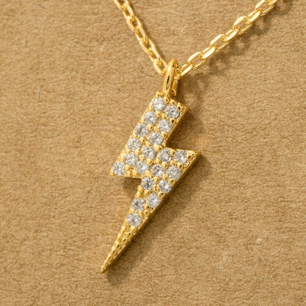 Mini Studded Lightning Bolt Necklace
