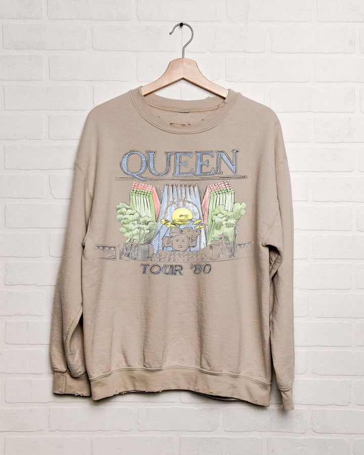 Queen 1980 Tour Sand Thrifted Licensed Graphic Sweatshirt