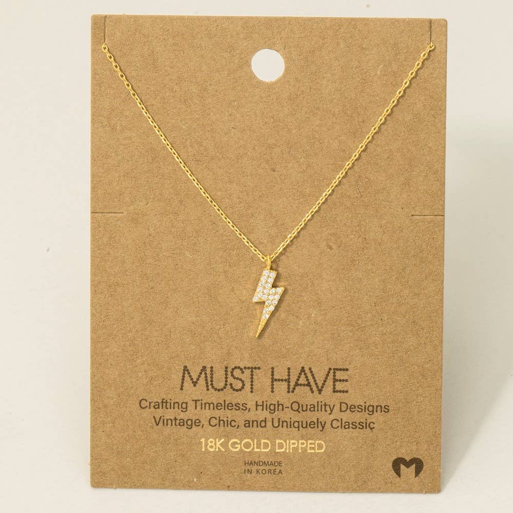Mini Studded Lightning Bolt Necklace