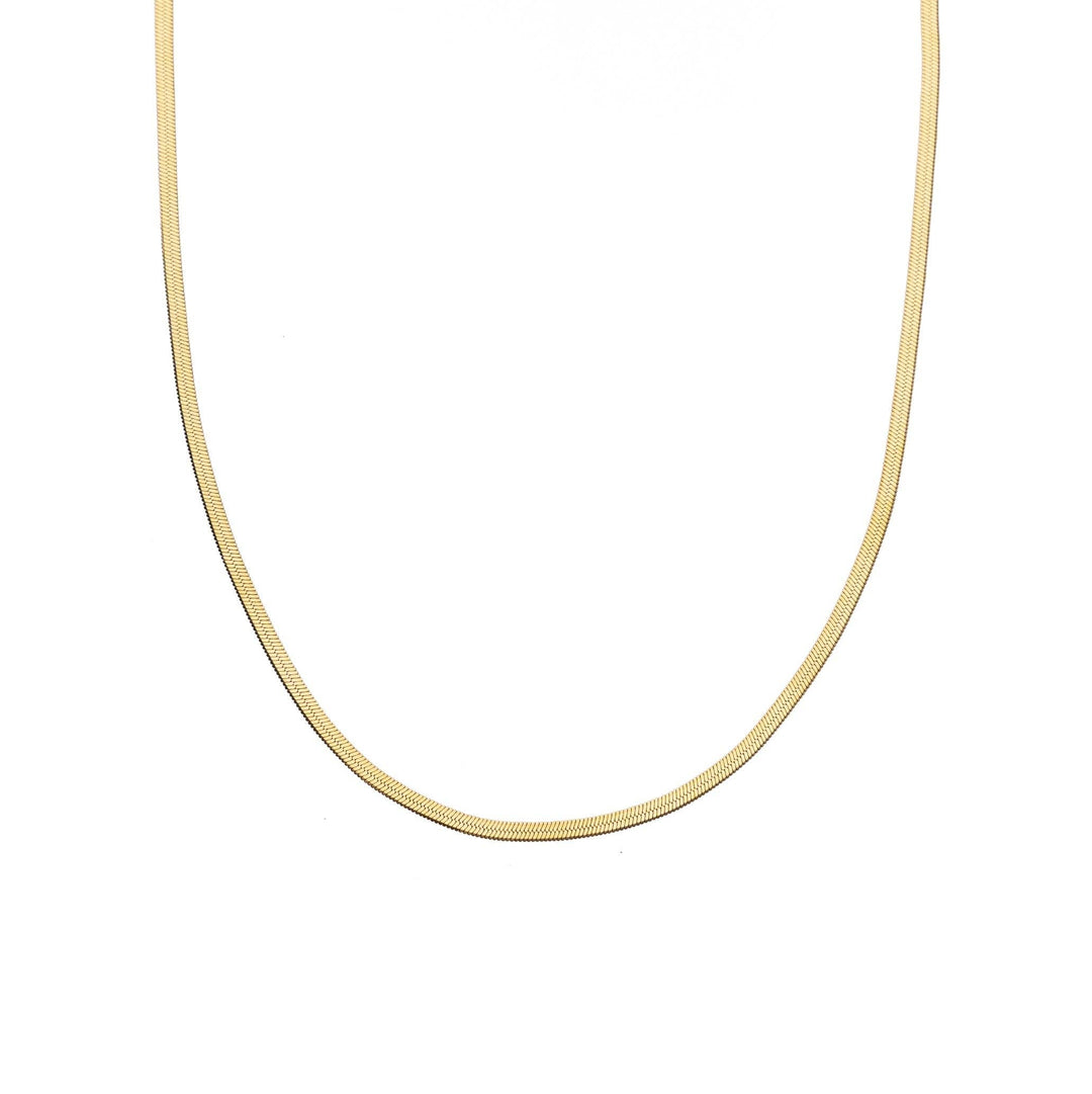Waterproof Gold Dainty Herringbone Necklace