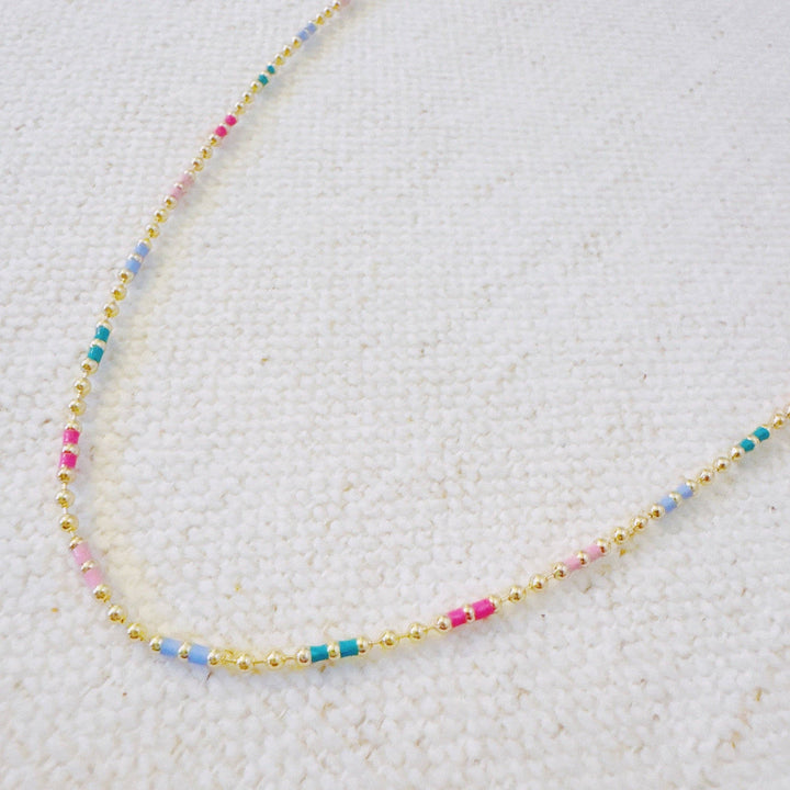 Color Pop Ball Chain Necklace – Dainty Beaded Chain with a Playful Rainbow Touch