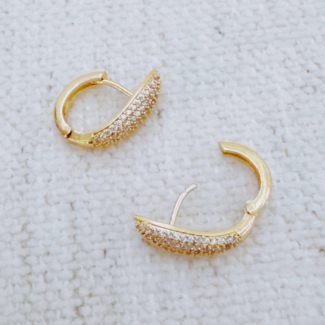 Pave Marquise Huggie Hoop Earrings