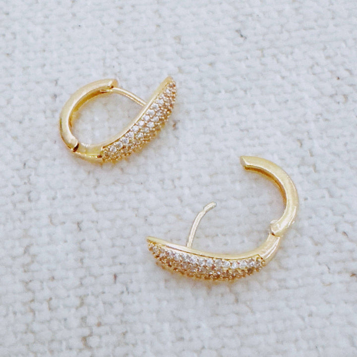 Pave Marquise Huggie Hoop Earrings