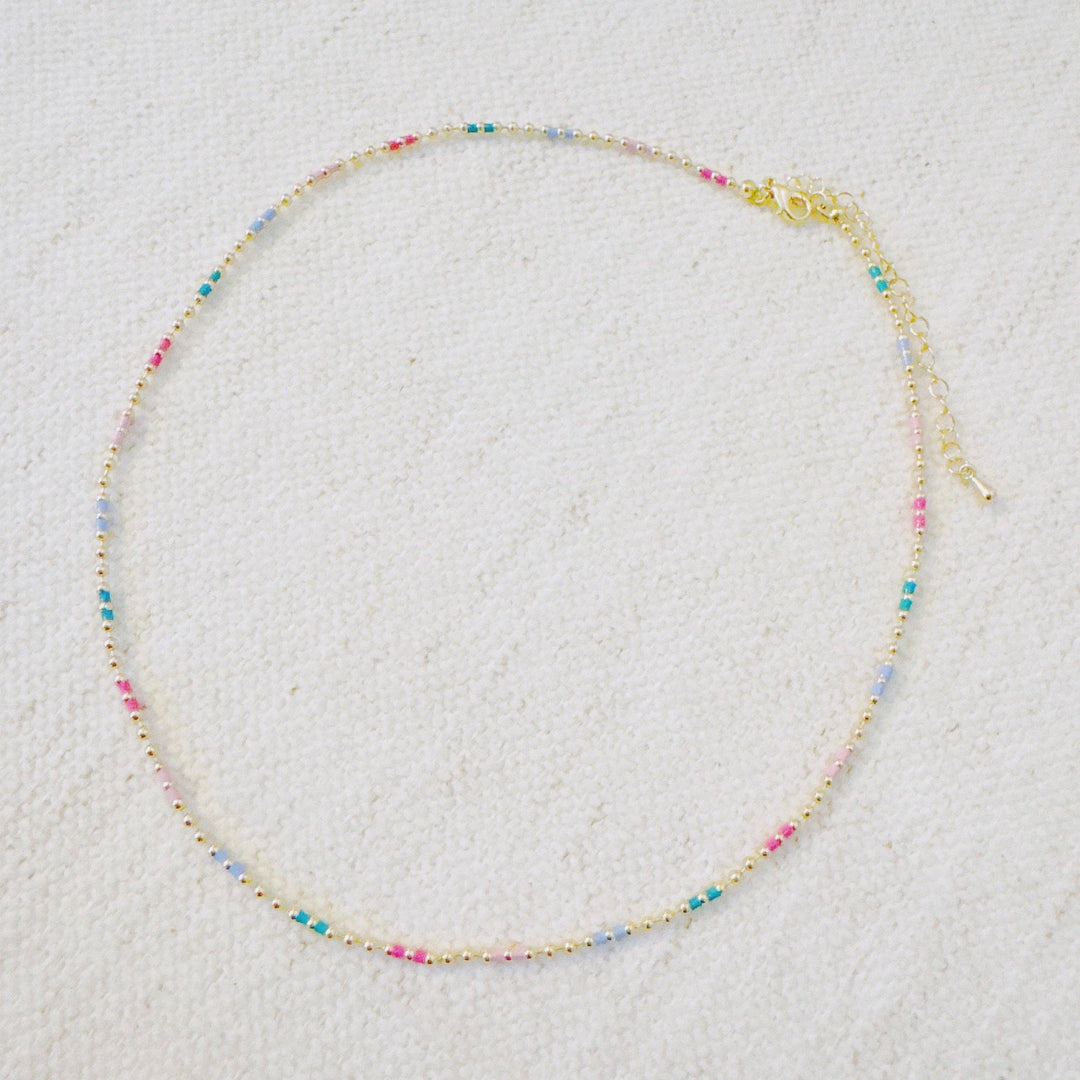 Color Pop Ball Chain Necklace – Dainty Beaded Chain with a Playful Rainbow Touch