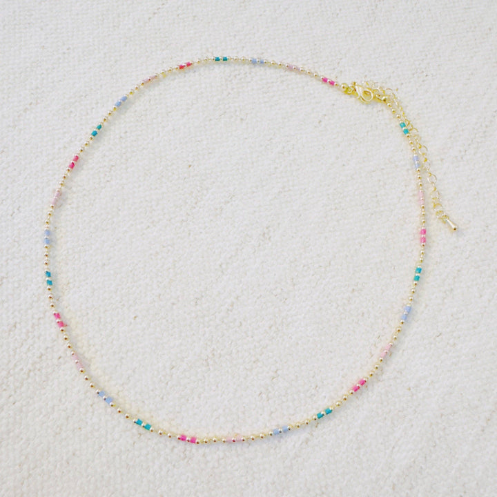Color Pop Ball Chain Necklace – Dainty Beaded Chain with a Playful Rainbow Touch