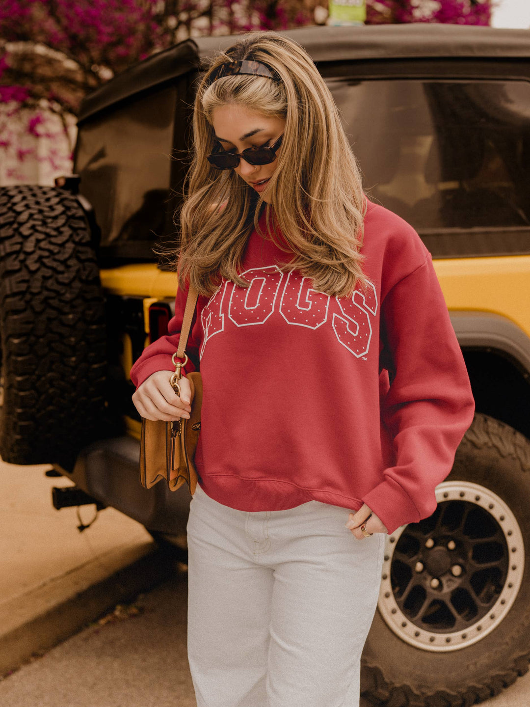 Arkansas Razorbacks Polka Dot Puff Wknd Mock Neck Sweatshirt