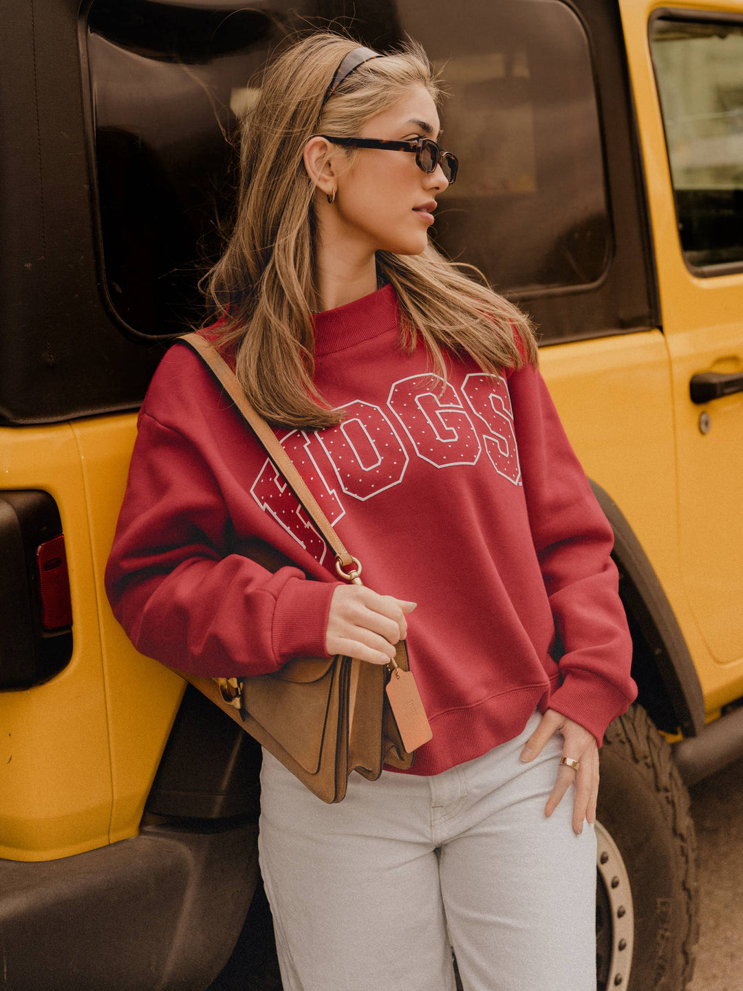 Arkansas Razorbacks Polka Dot Puff Wknd Mock Neck Sweatshirt