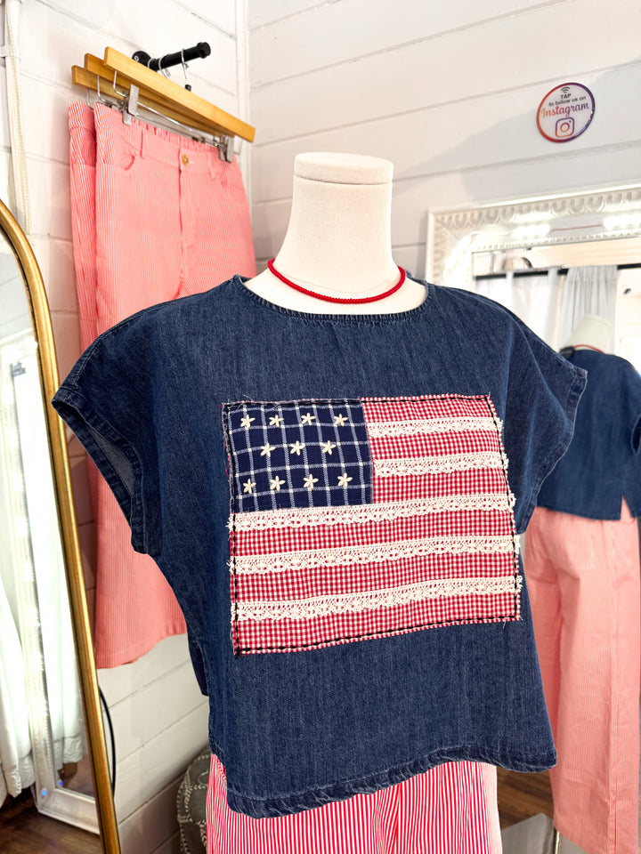Patched Flag Cotton Top