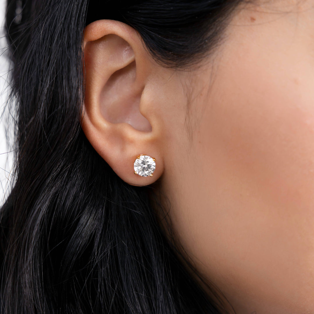 Demi-Fine 8mm Round Solitaire Stud Earrings