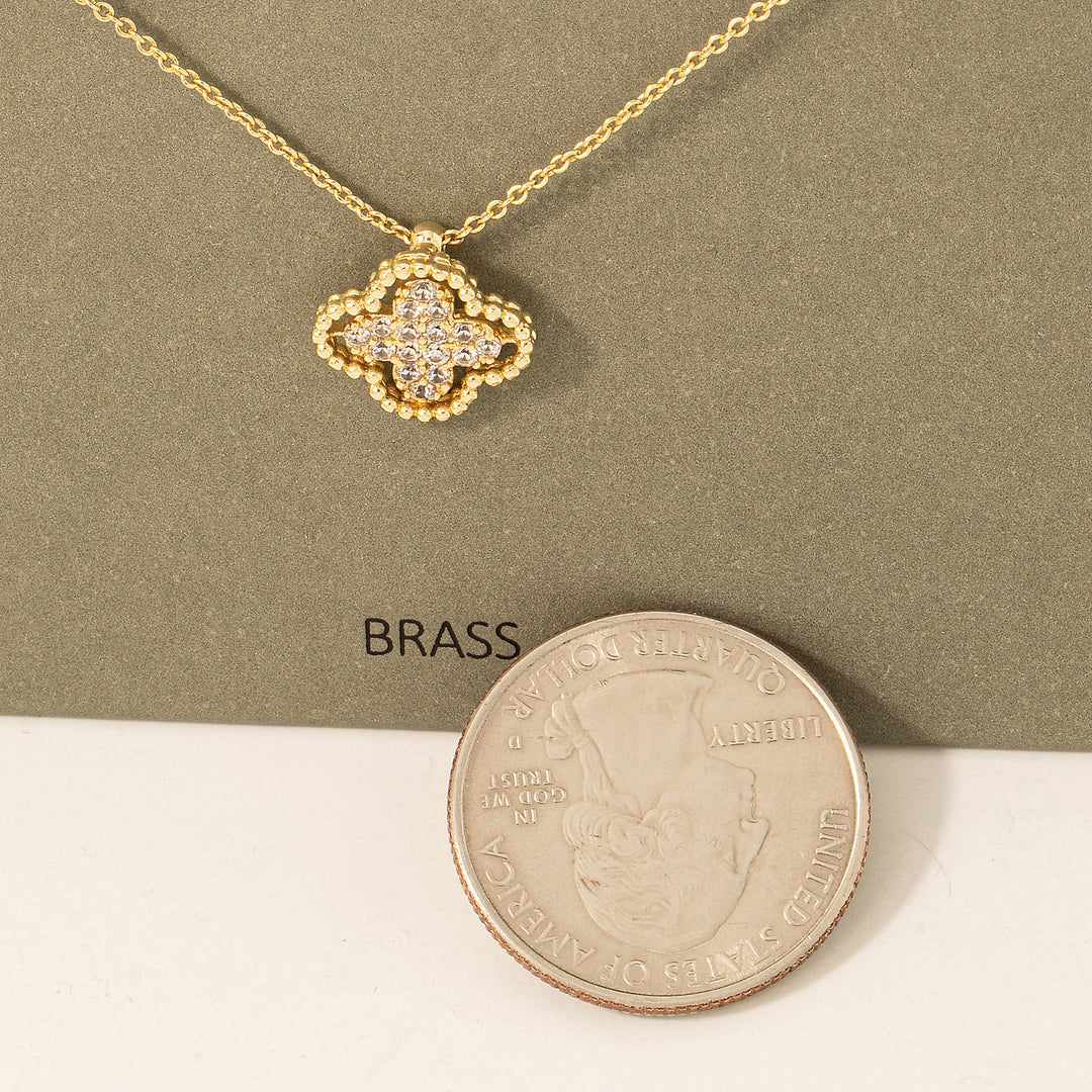 Cz Pave Clover Pendant Necklace