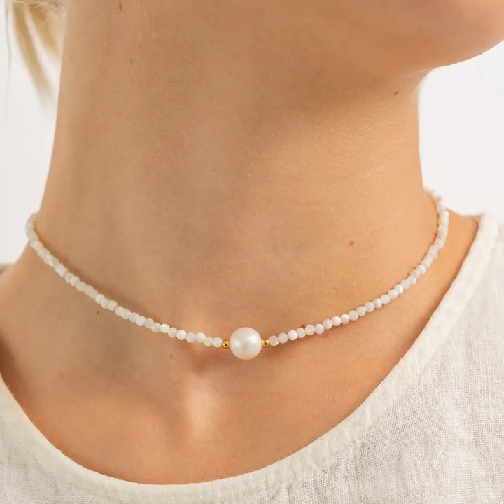 White Thin Pearls Necklace