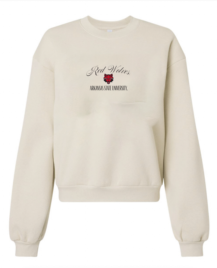 ASU Red Wolves Embroidered Script Cream Sweatshirt