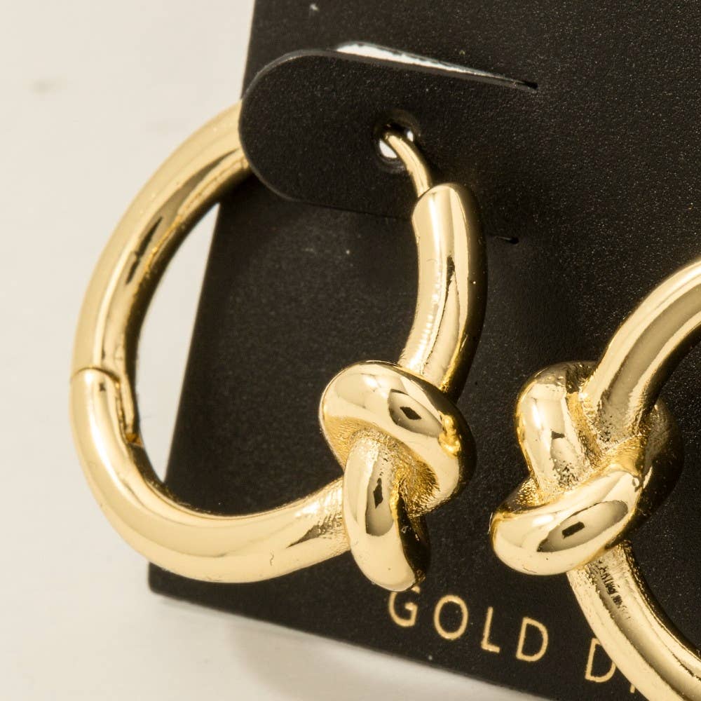 Gold Dipped Knot Hinge Hoop Earrings