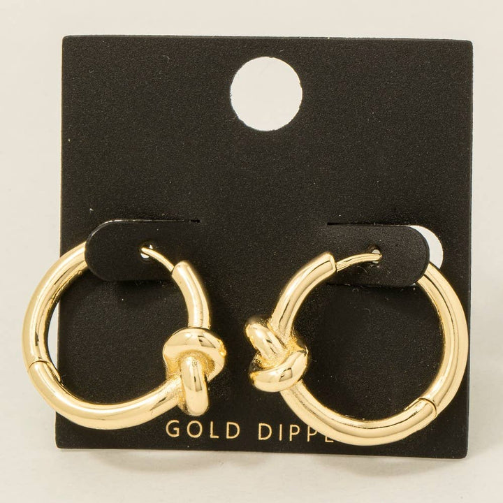 Gold Dipped Knot Hinge Hoop Earrings