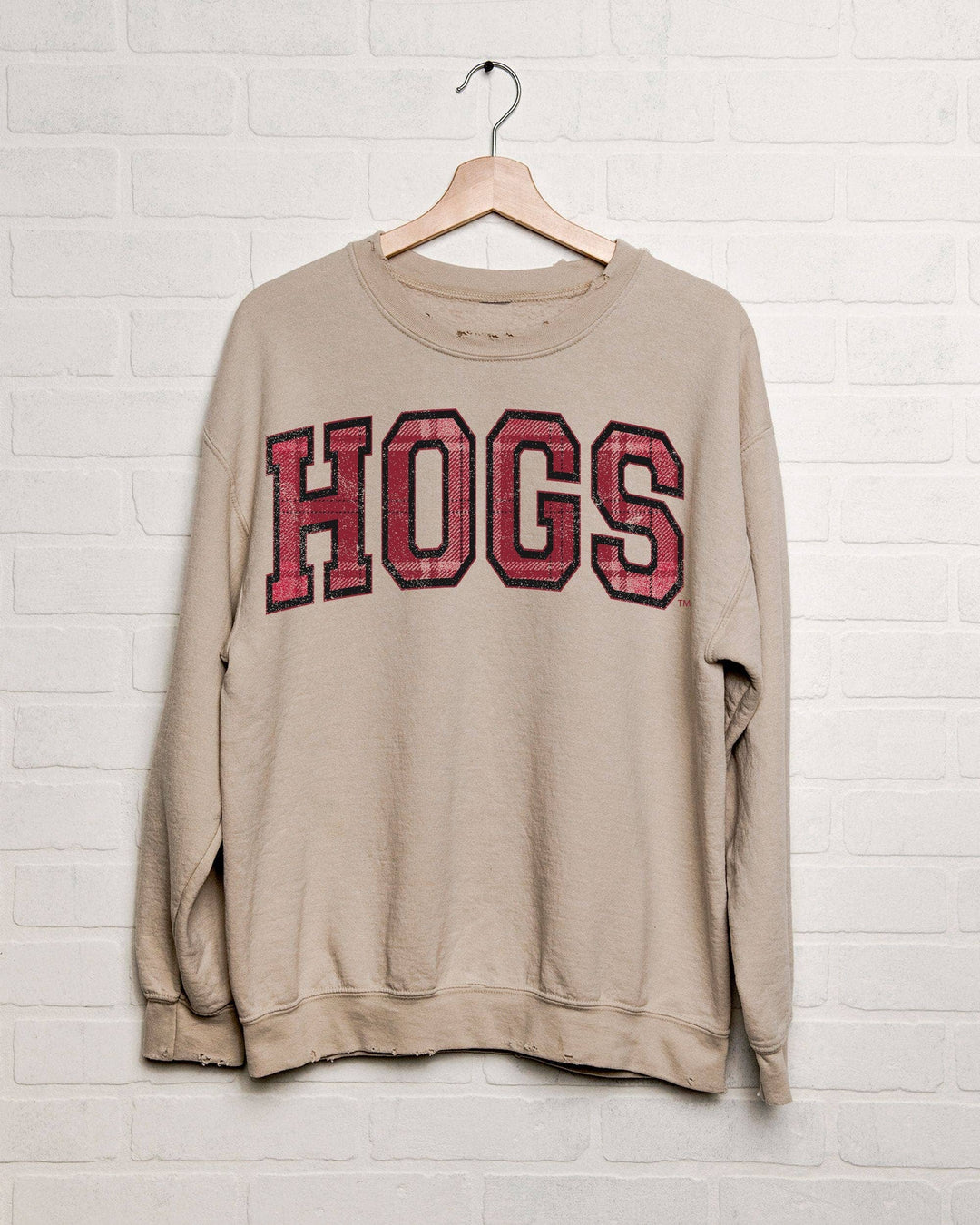 Arkansas Razorbacks Hogs Tartan Sand Thrifted Sweatshirt