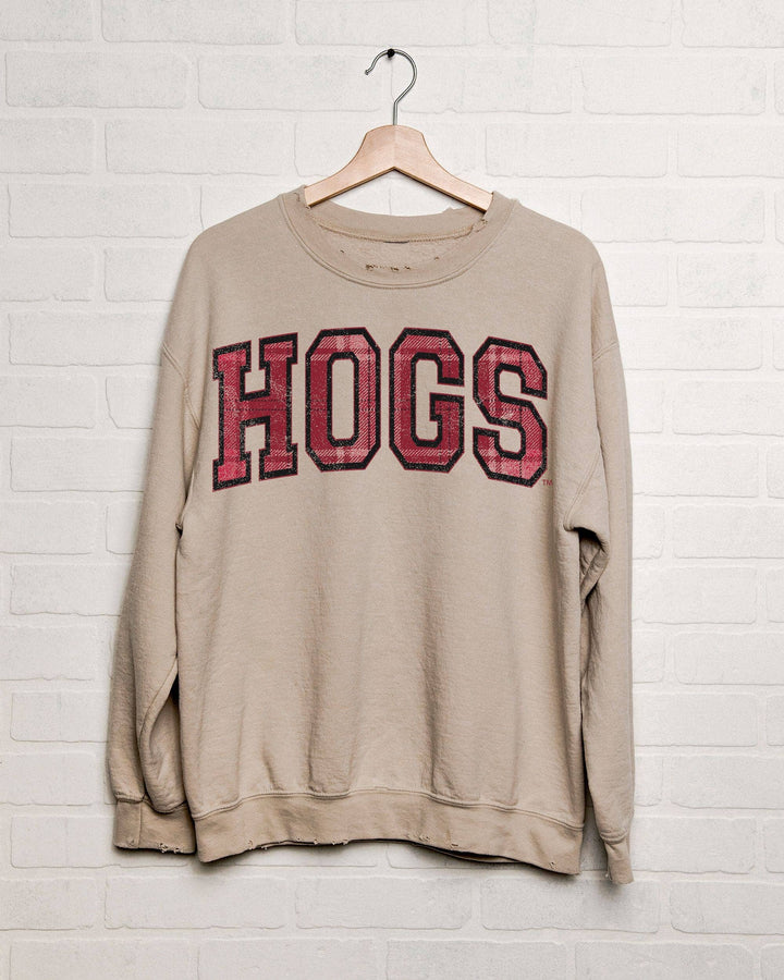 Arkansas Razorbacks Hogs Tartan Sand Thrifted Sweatshirt