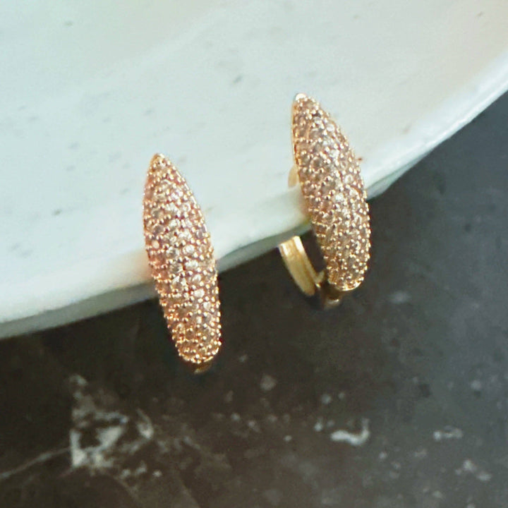 Pave Marquise Huggie Hoop Earrings