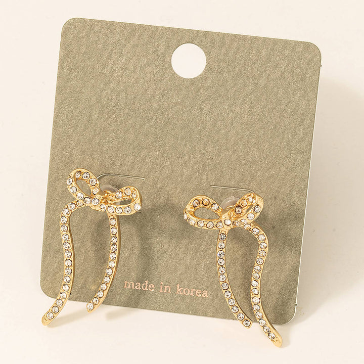 Metallic Ribbon Bow Stud Earrings