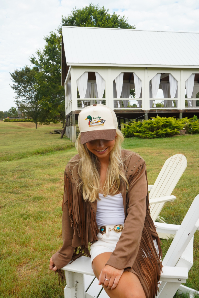 Lucky Duck - Brown Corduroy Trucker Hat
