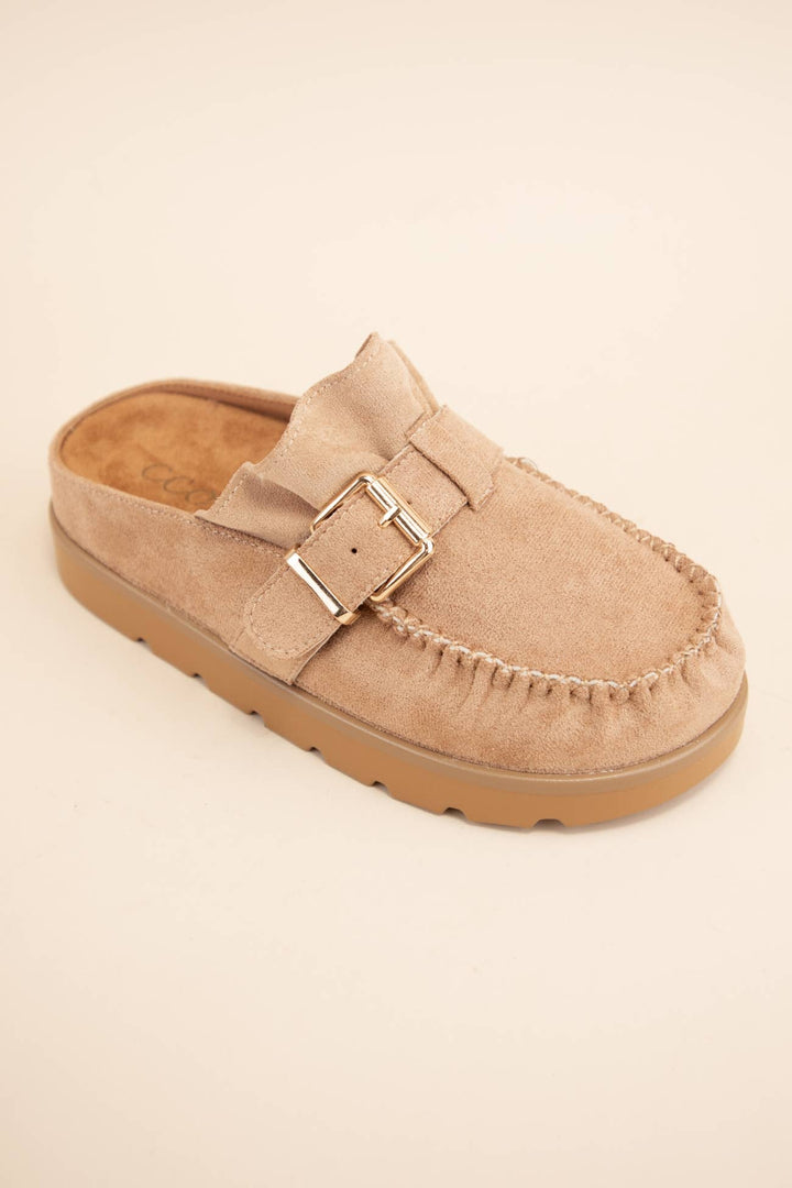 Slip-on Moccasin Mule - Taupe