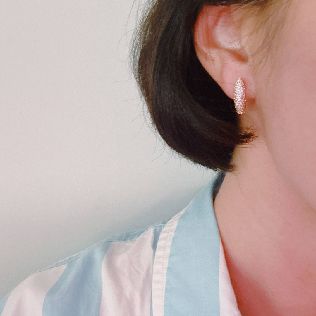 Pave Marquise Huggie Hoop Earrings