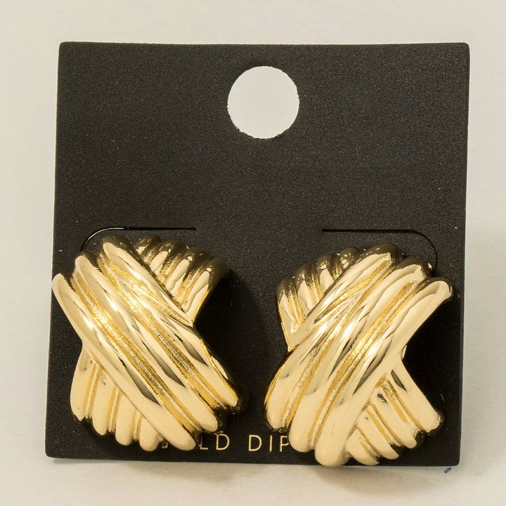 Gold Dipped Hash Weave Hoop Earrings