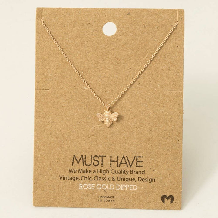 Gold Dipped Mini Bee Pendant Necklace