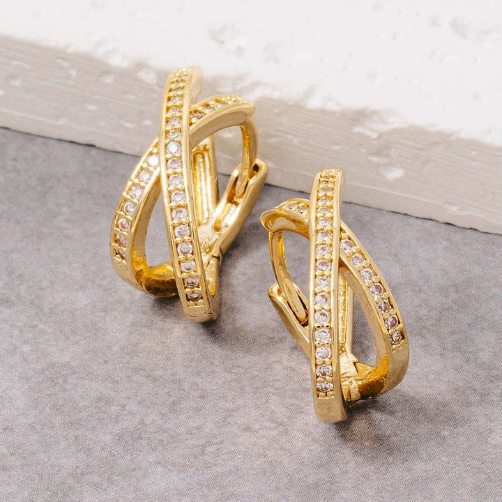 Gold Dipped X Shape Hoop Earrings