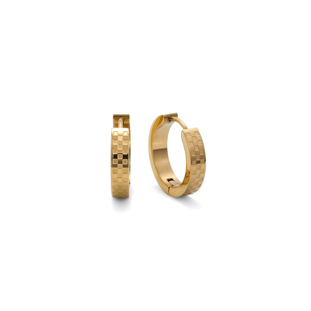 Chess Waterproof Gold Hoop Earrings