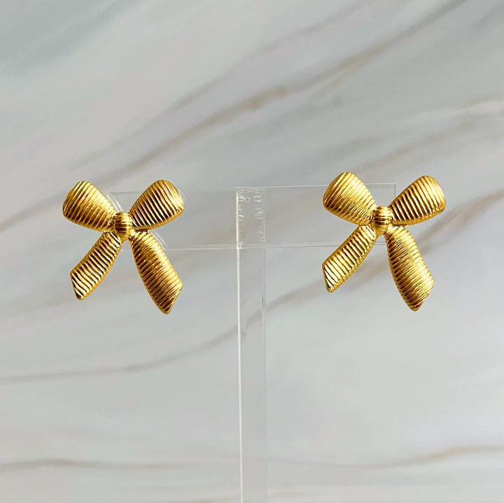 Cabled Bow Stud Earrings