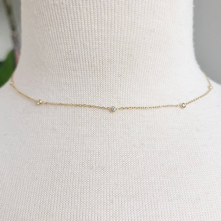 Dainty Bezeled Sparkle Necklace