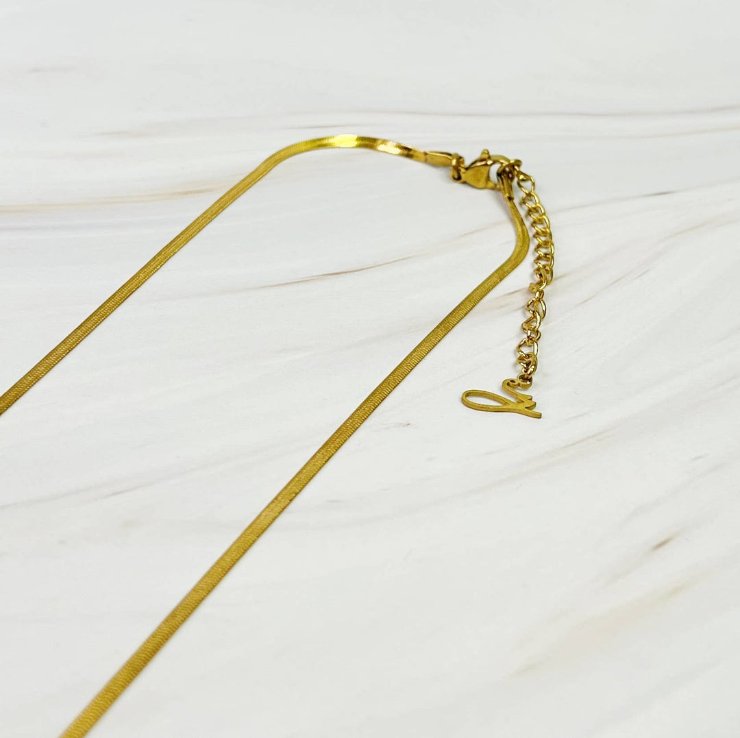 Long Drop Herringbone Bow Necklace