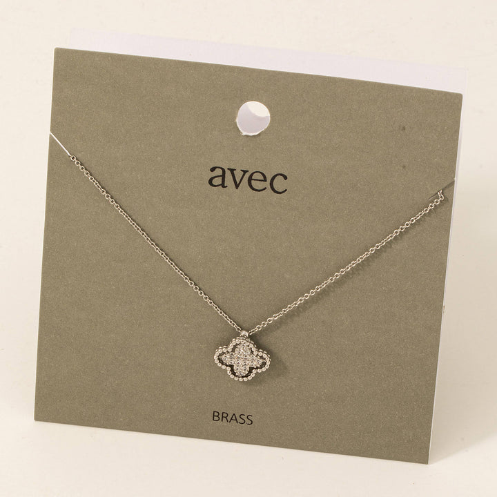 Cz Pave Clover Pendant Necklace