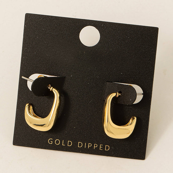 Gold Dipped Abstract Rectangle Hoop Earrings