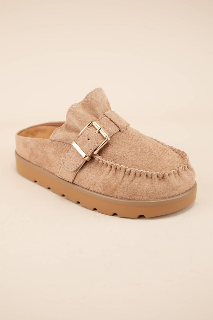 Slip-on Moccasin Mule - Taupe