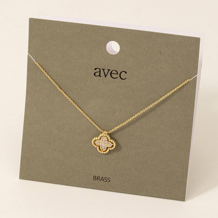 Cz Pave Clover Pendant Necklace