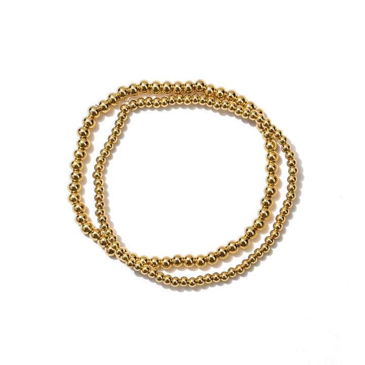 Dainty Gold Beaded Bracelets – 3mm & 4mm Layering Set