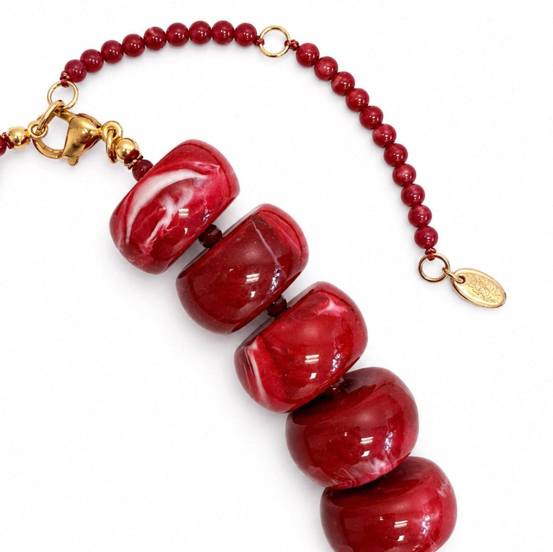 Chunky Resin &amp; Natural Stone Bead Necklace