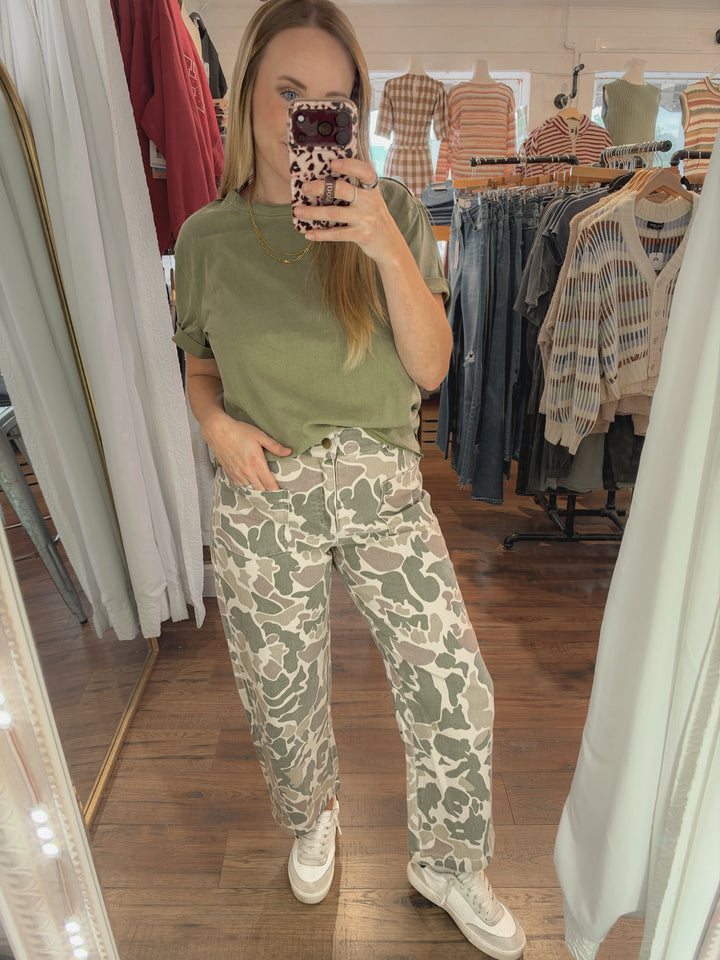 Camouflage Wide Leg Utility Pants