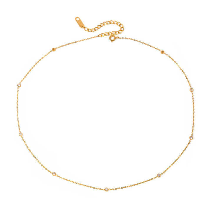 Dainty Bezeled Sparkle Necklace