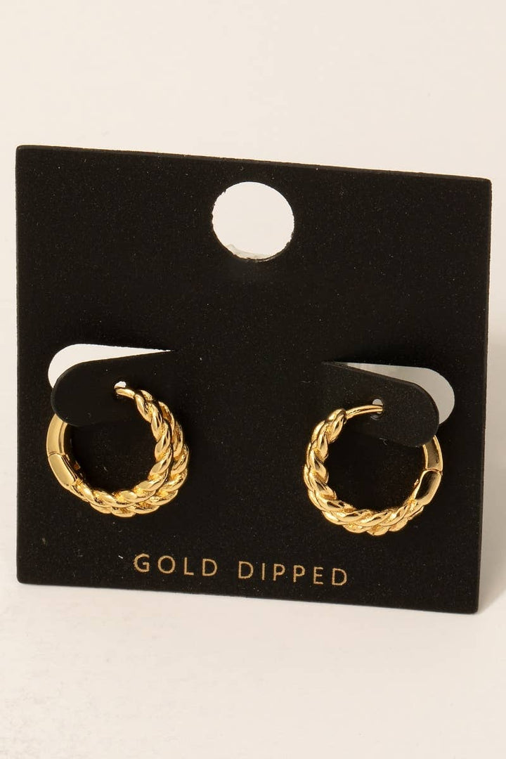 Gold Dipped Layered Twisted Hoop Earrings